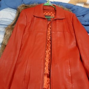 Red leather jacket
